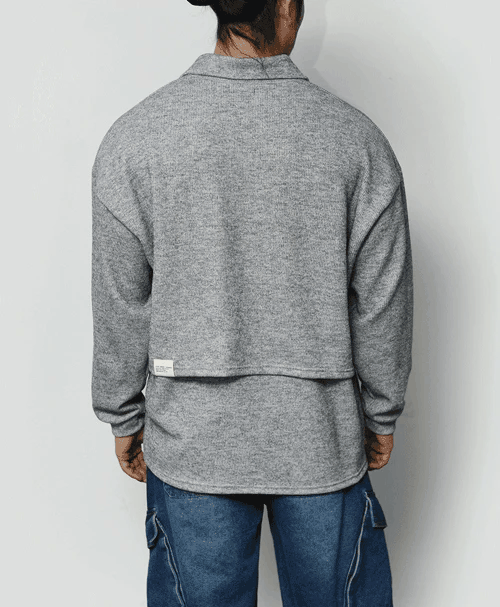 層疊領子針織衫