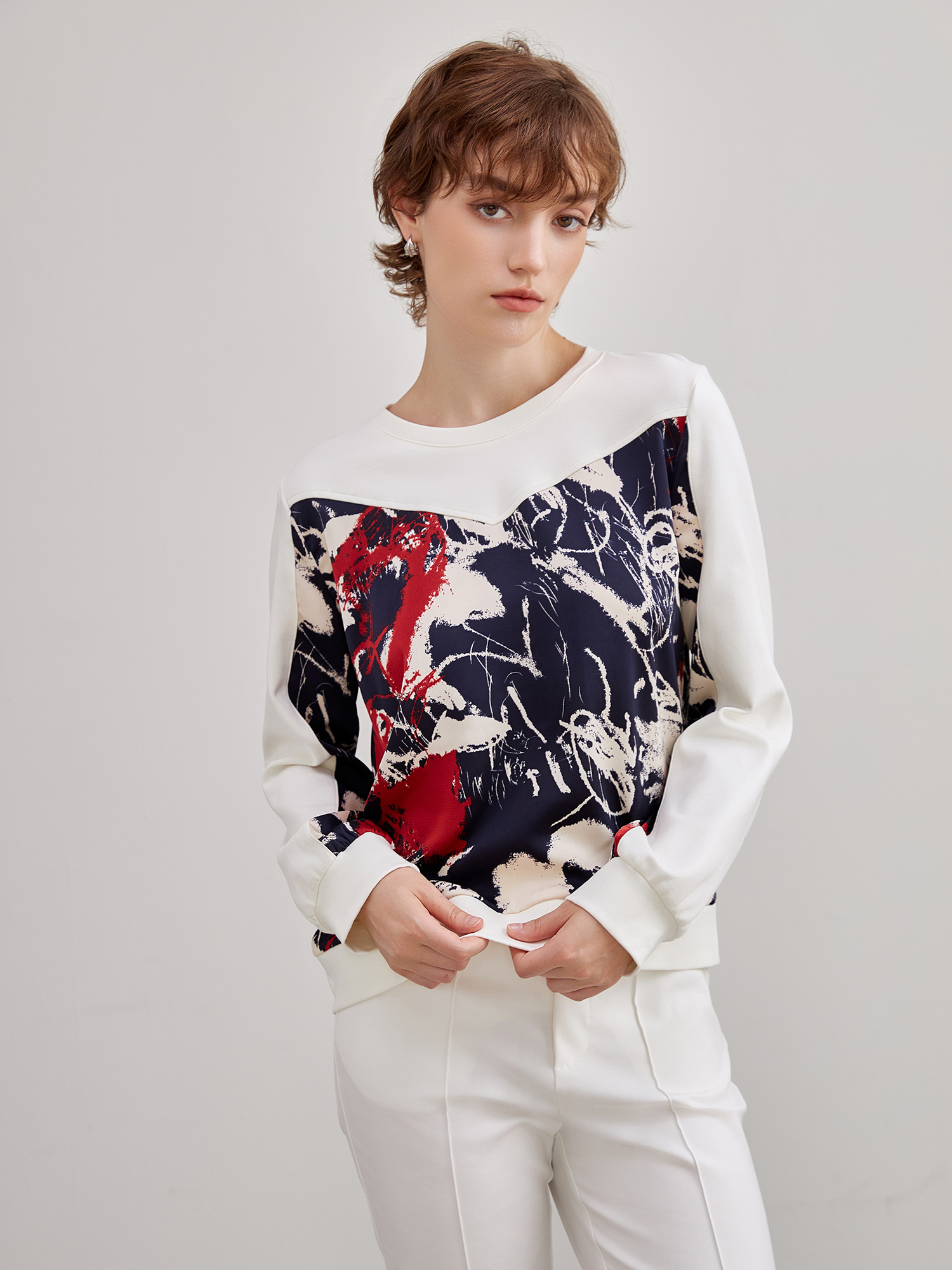 mi-tu 水墨畫印花圓領T恤