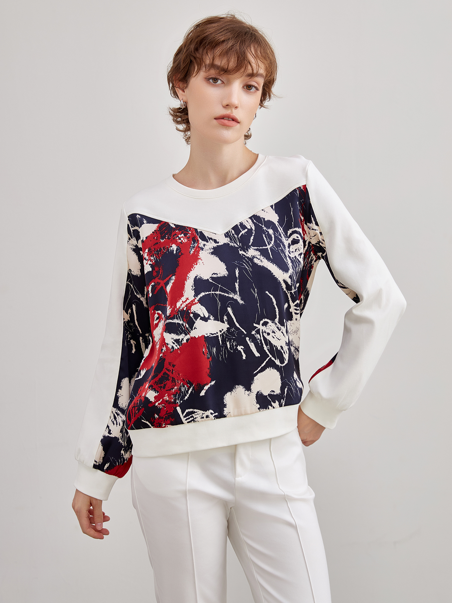 mi-tu 水墨畫印花圓領T恤