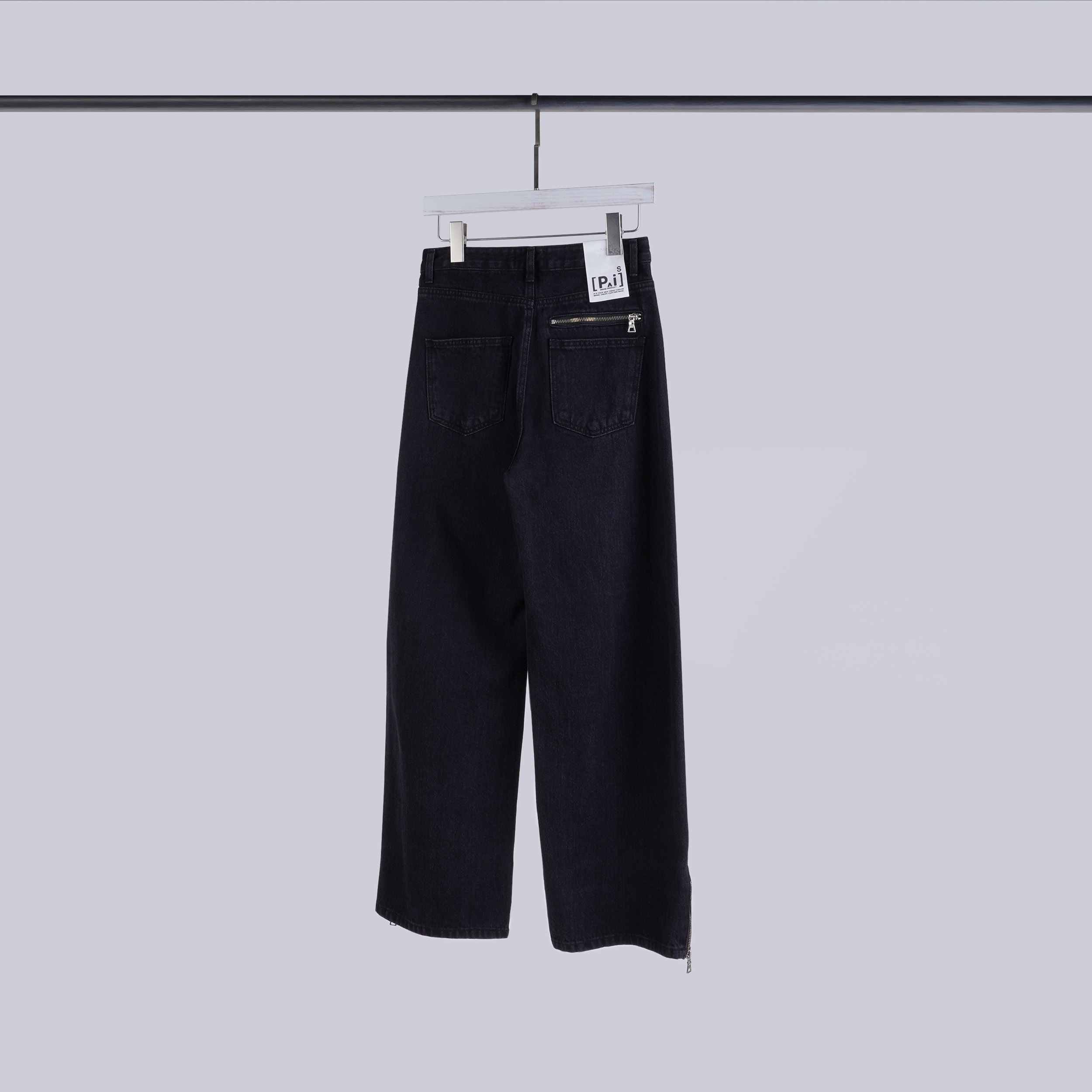 設計感小開岔拉鍊牛仔褲 | S-L | 碳黑