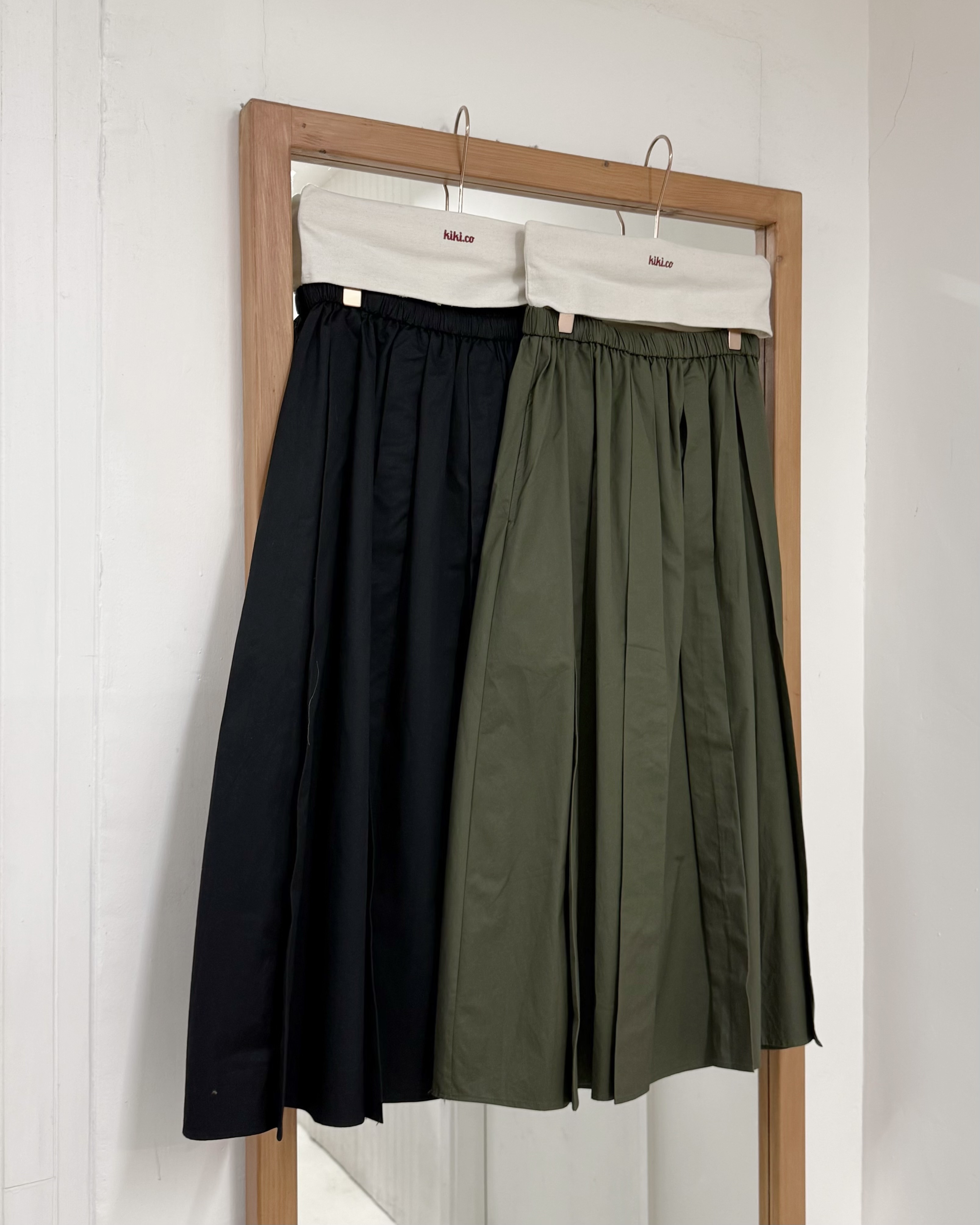 全橡筋腰立體褶褶半裙