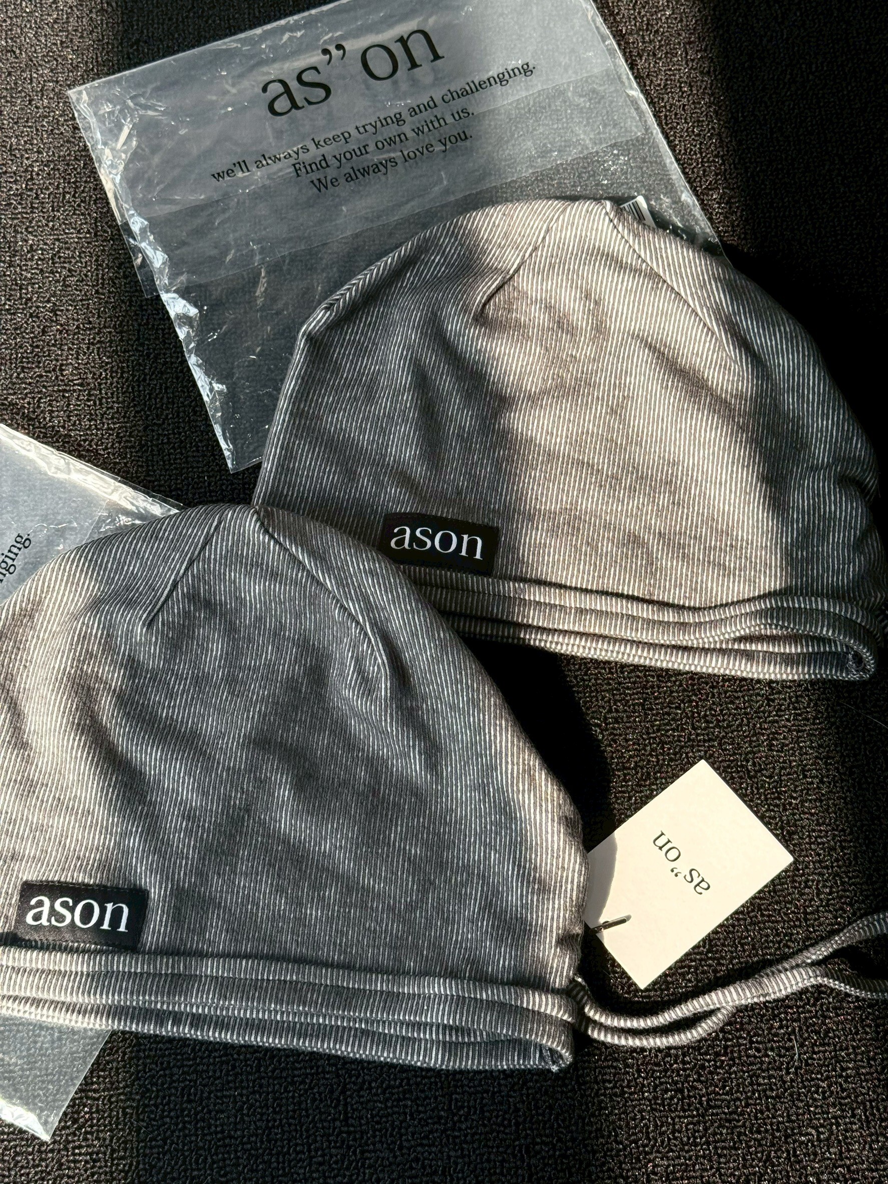 韓國品牌 ason MOON BEANIE 經典LOGO 抽繩 布標 羅紋 薄款針織冷帽 毛帽