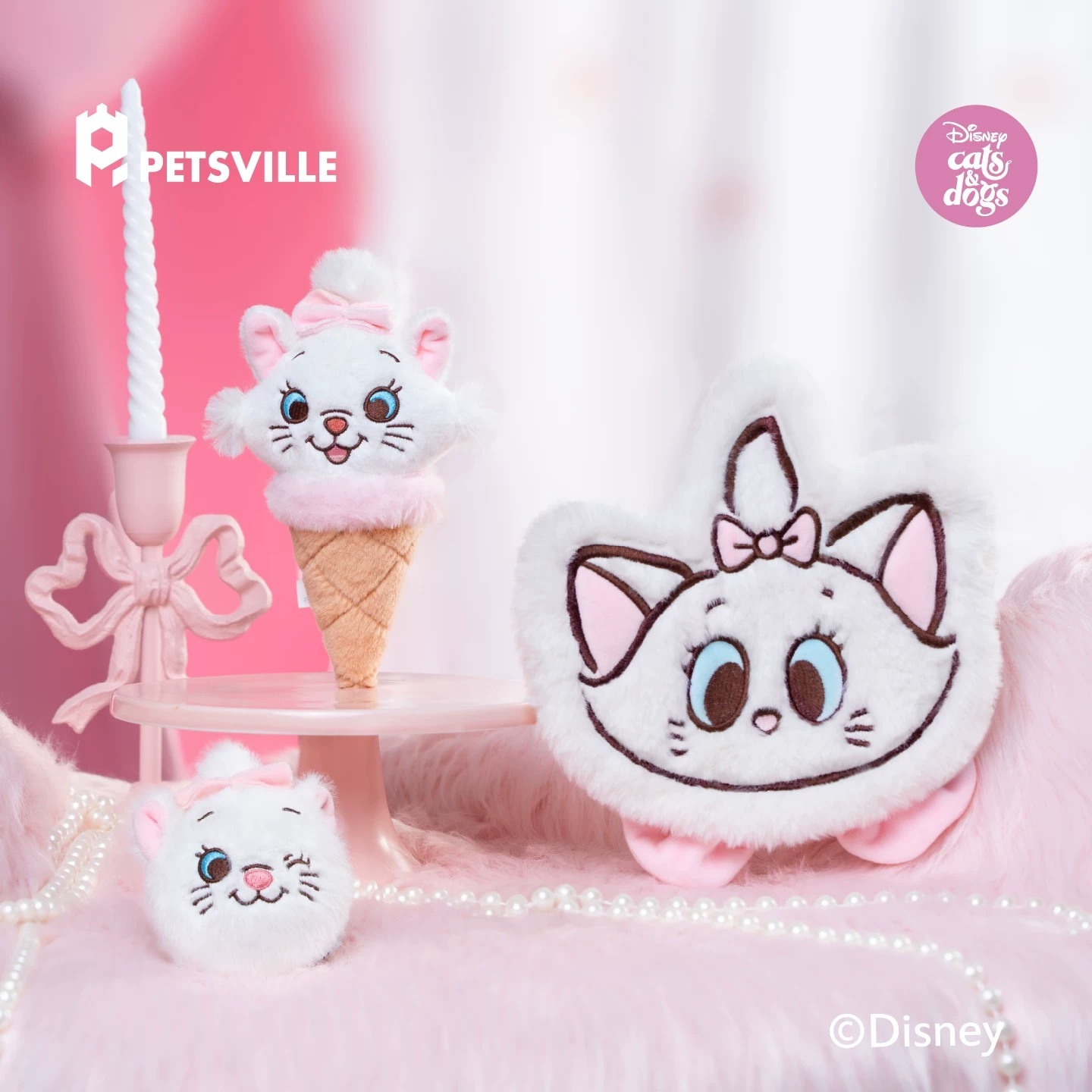 PETSVILLE 迪士尼宠物玩具球玛丽猫系列毛绒发声玩具