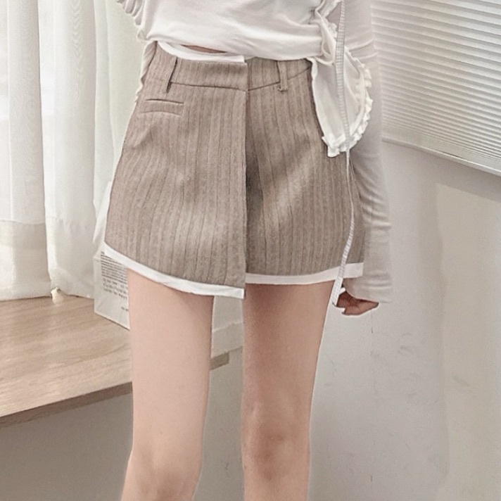 不對稱條紋西裝短裙/二色
