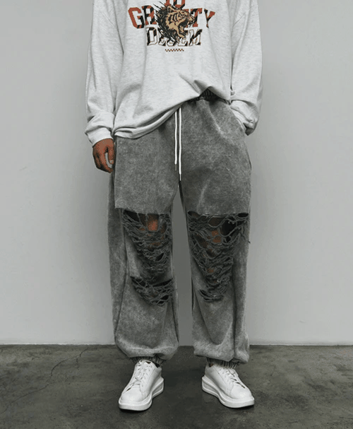 Sherpa 破洞寬鬆慢跑褲