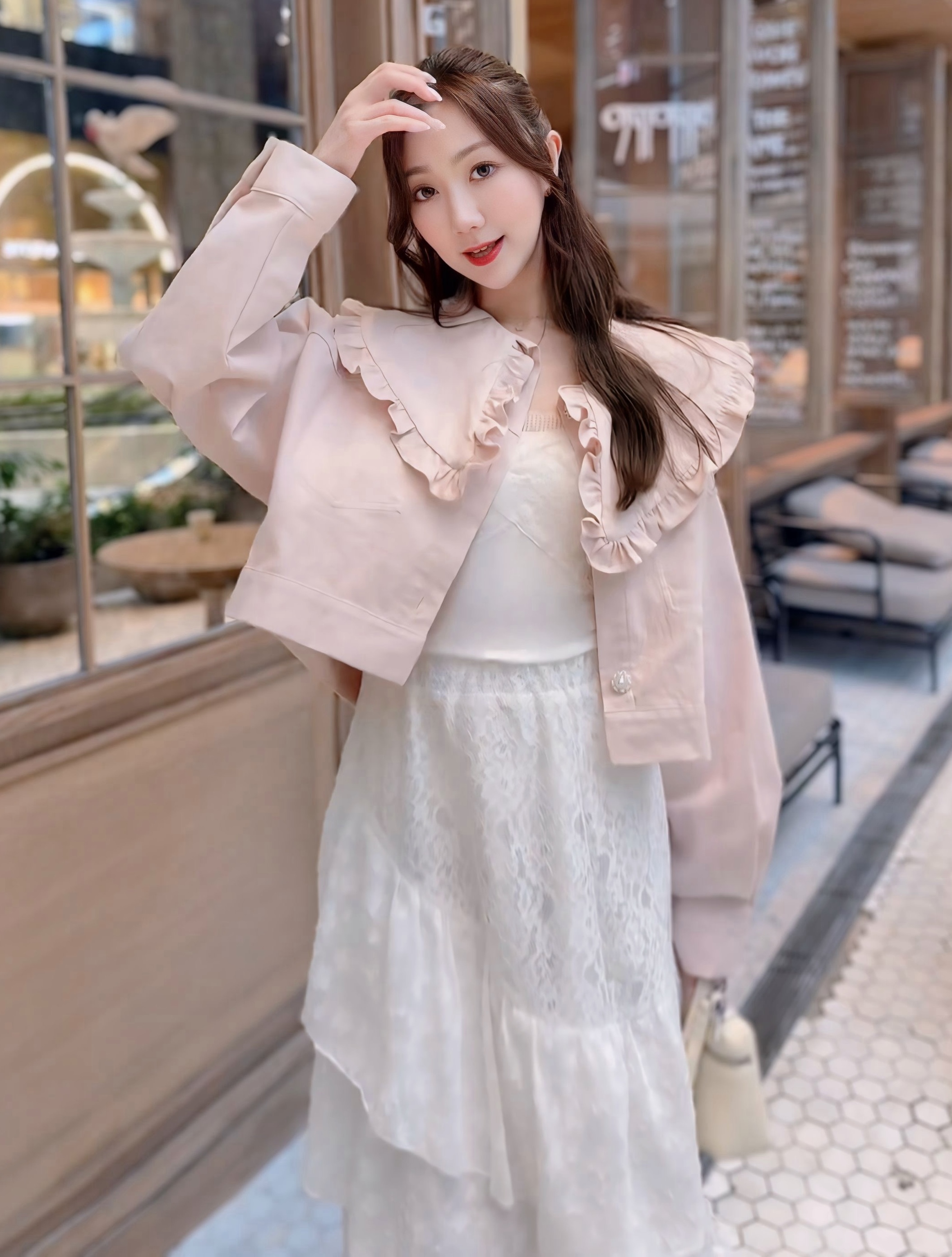 *BJ2 MADE SERIES* THE DOLLY RUFFLE BABY PINK DENIM JACKET LIVE 1011