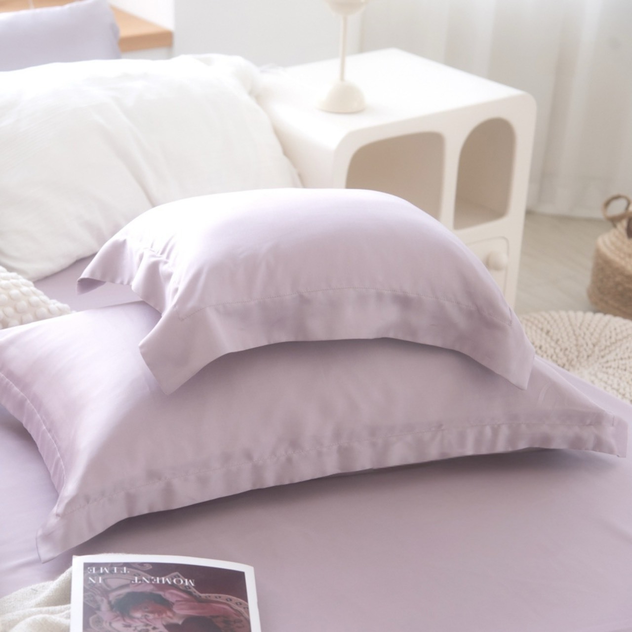 60支天絲薄枕頭套 | 浪漫紫 x 銀灰