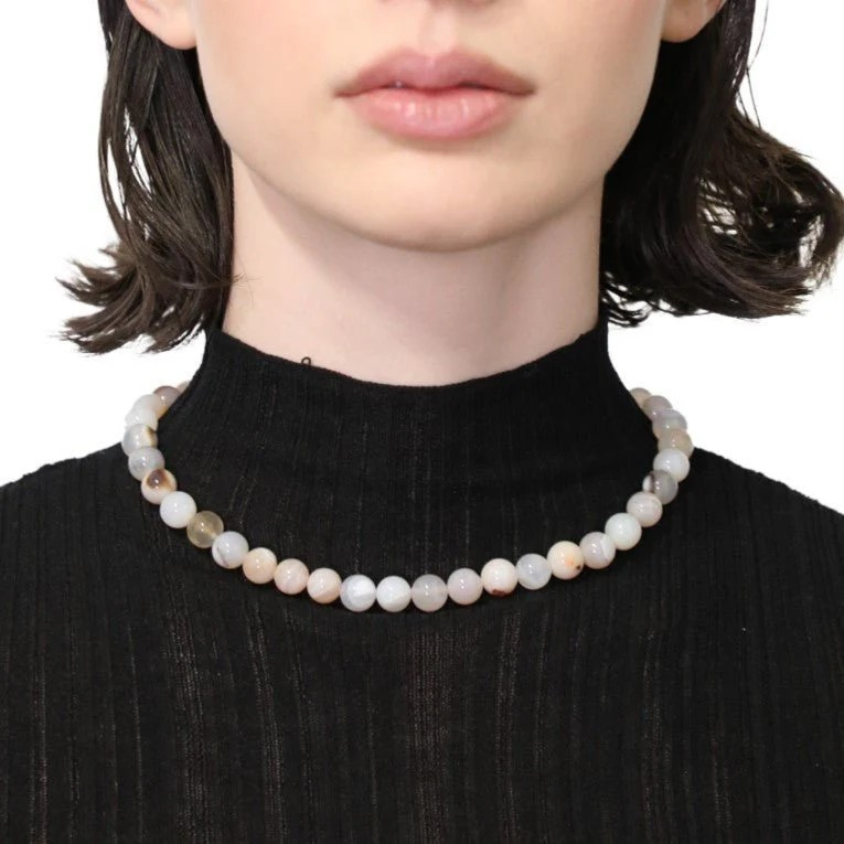 1PO1013-153 PALERA MILANO Necklace Agate Milky White #JWANEC-AGATAM (A-EU-E)
