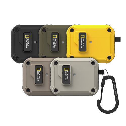 【部份現貨】 National Geographic - Rugged Bumper Auto Lock - Airpods 4 Pro 3 Case 自動彈蓋安全扣高度防撞耳機保護殼