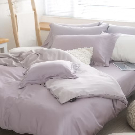 60支天絲床包兩用被組 | 夢幻紫 x 都市灰