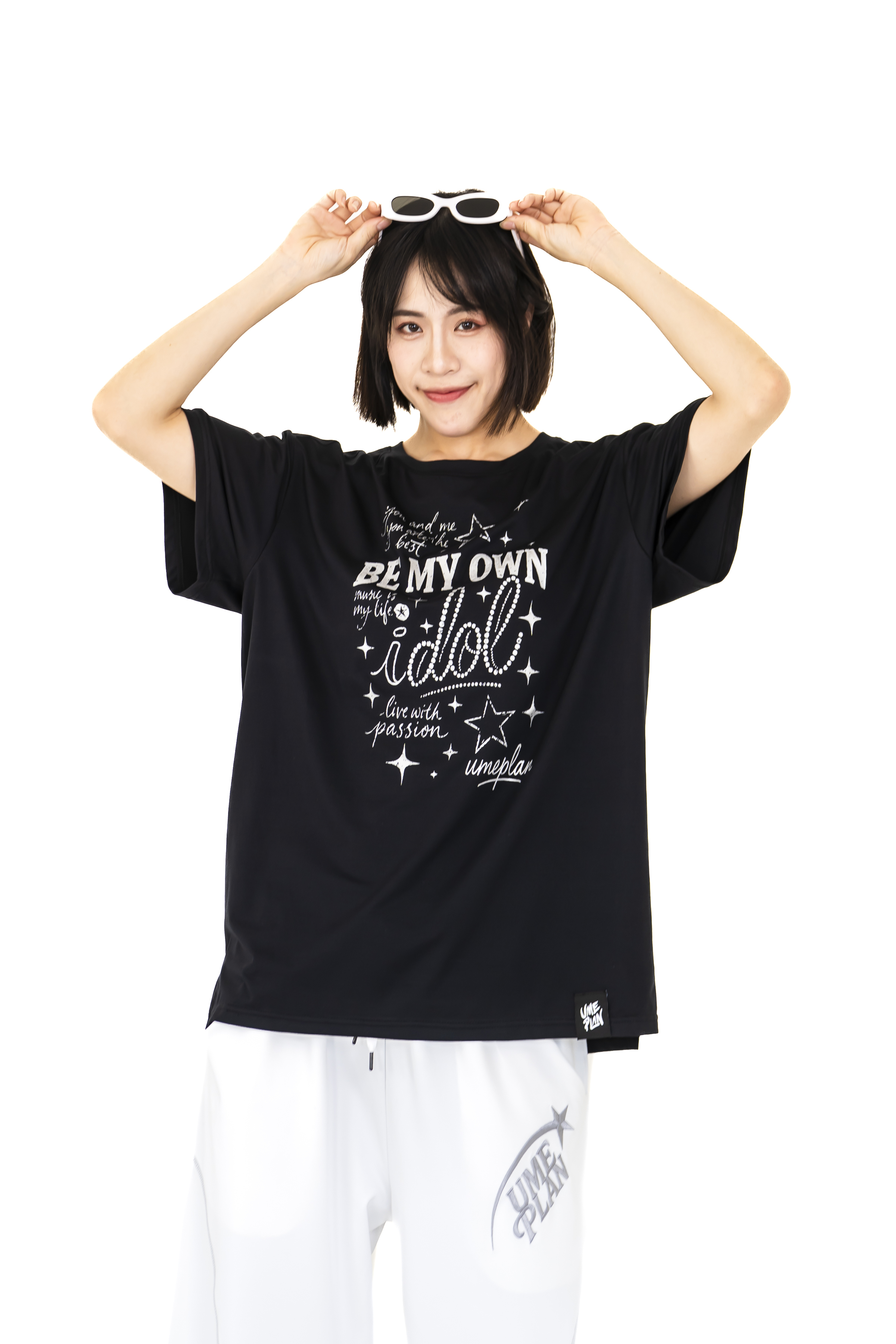 印花寬版T 黑 S0038B L號