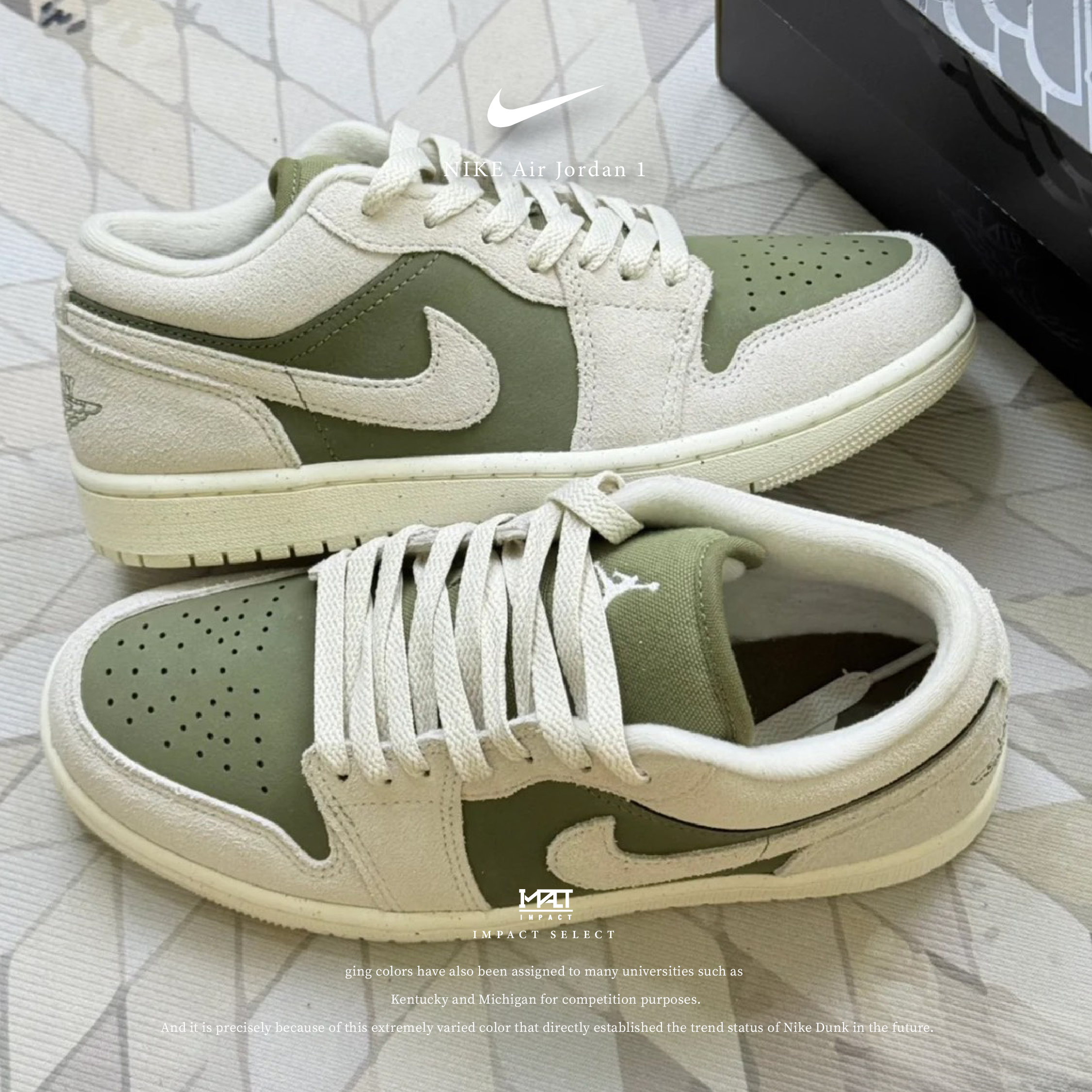 Nike Air Jordan 1 SE 白綠 橄欖綠 倒勾配色 HV4089-201