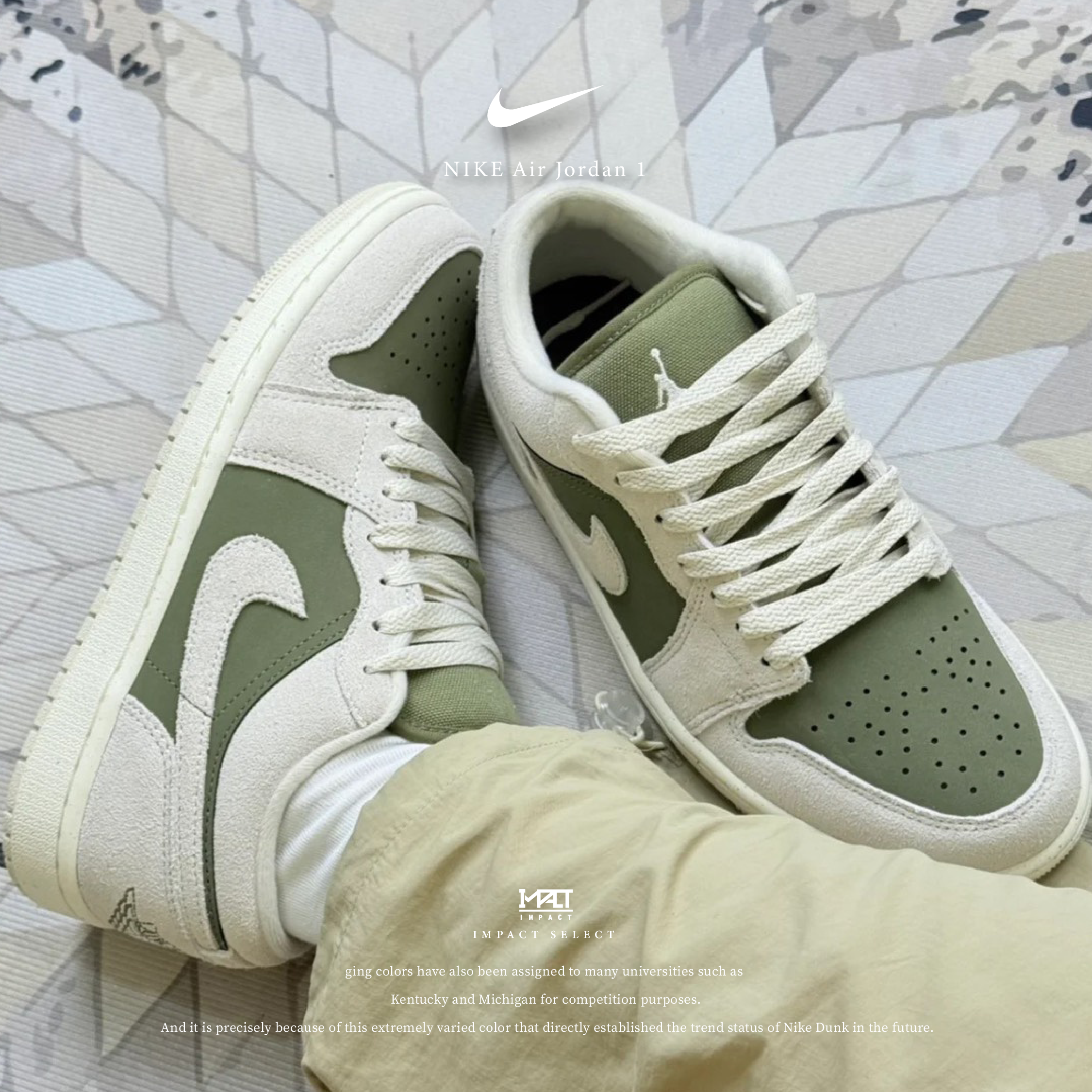 Nike Air Jordan 1 SE 白綠 橄欖綠 倒勾配色 HV4089-201