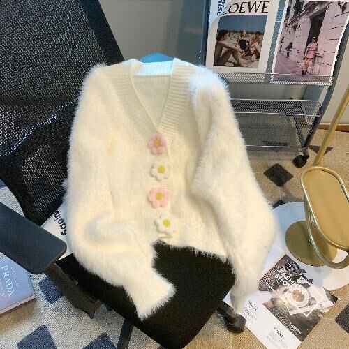 Floral Cozy Soft Creamy Knit Cardigan