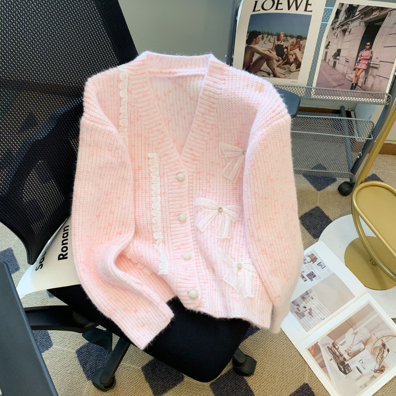 Lace Bow Soft Knit Cardigan