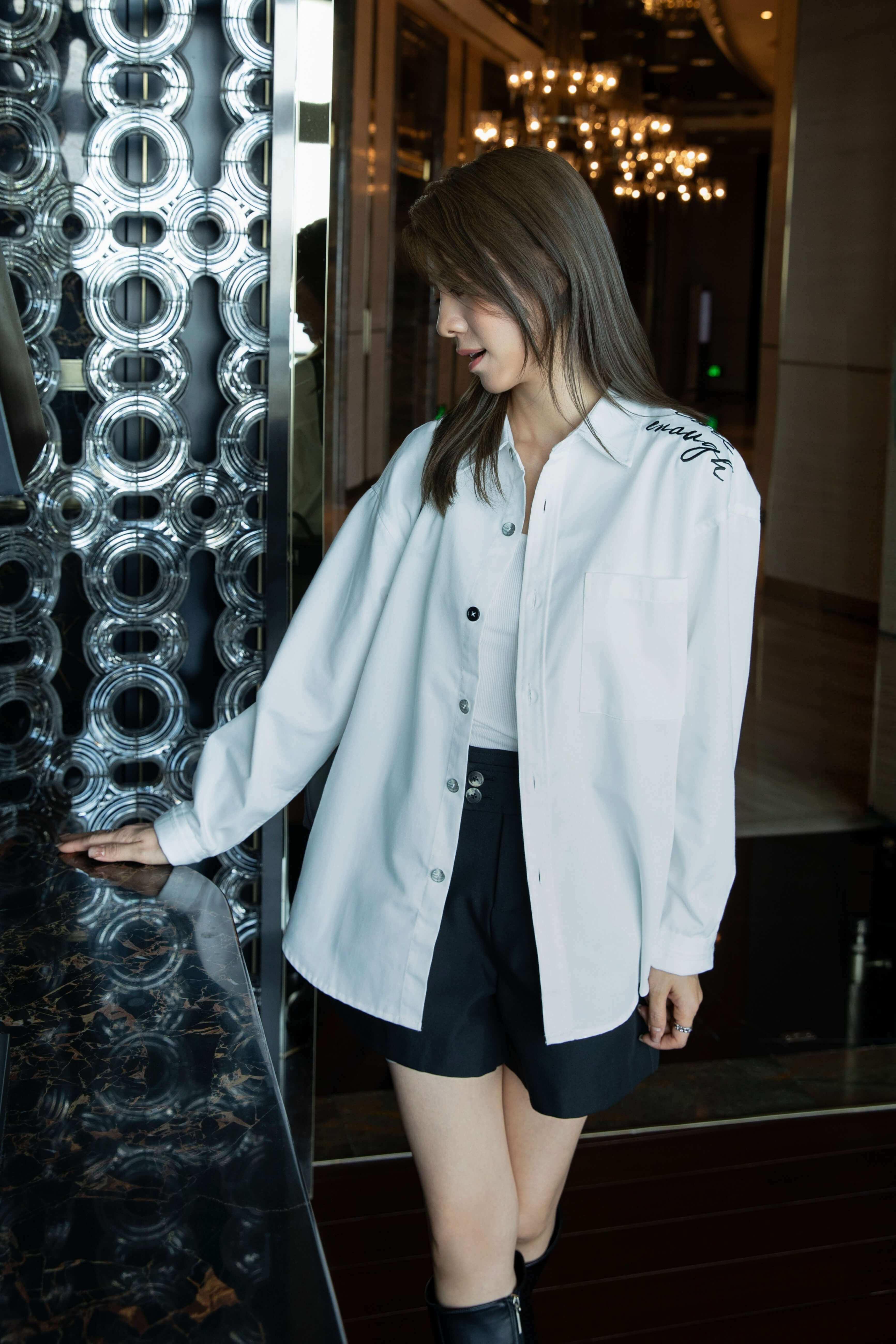 "You are enough" Embroidery Denim Shirt Jacket_JK2510L01