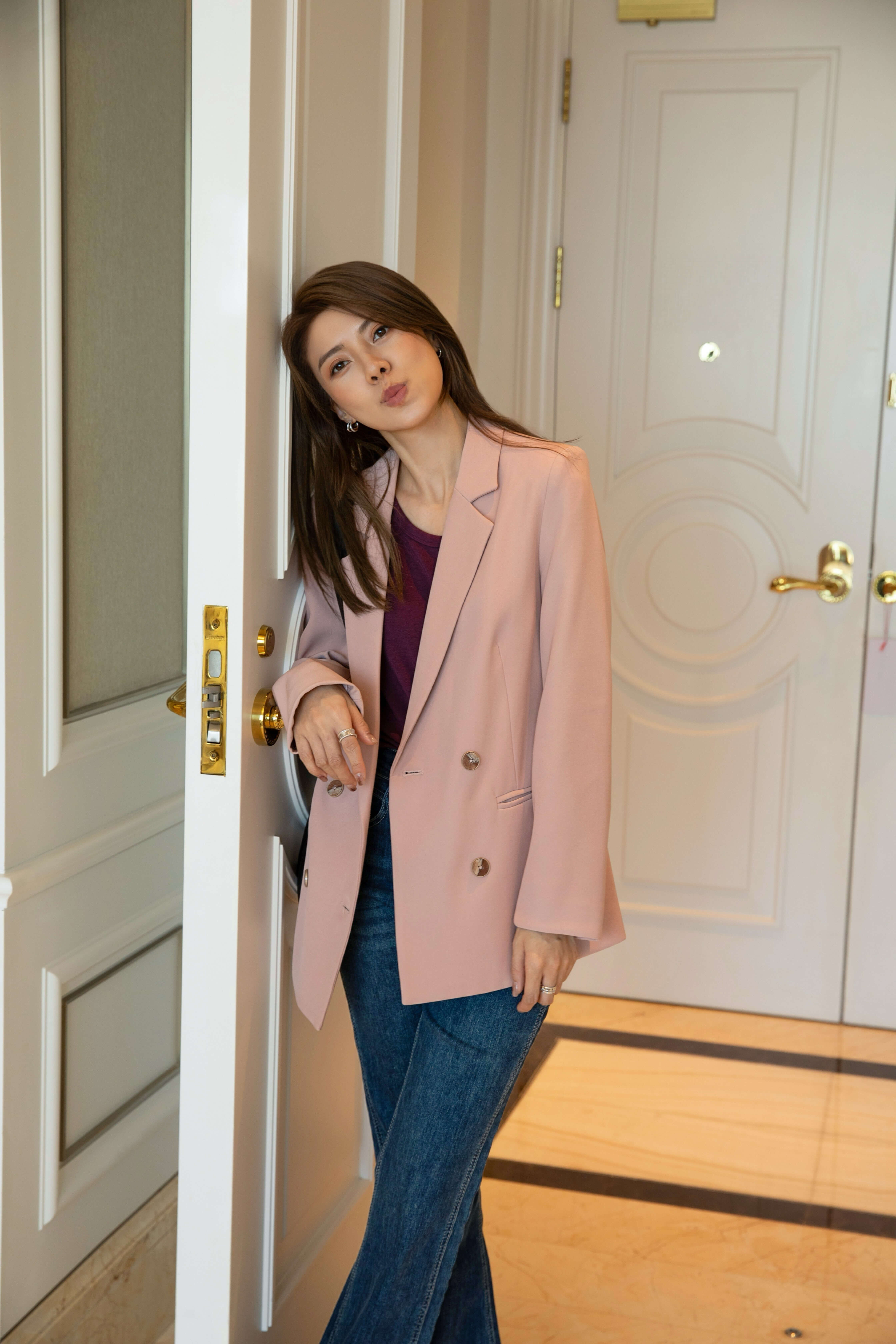 Double-Breasted Notch Lapel Blazer_BZ253L20