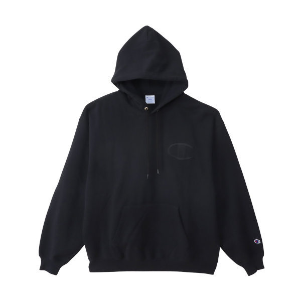 男款- ACTION STYLE寬版大C刺繡印花連帽衛衣-黑色（C3-C105-090）