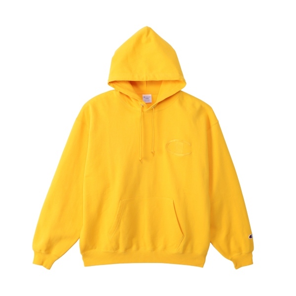 男款- ACTION STYLE寬版大C刺繡印花連帽衛衣-黃色（C3-C105-748）