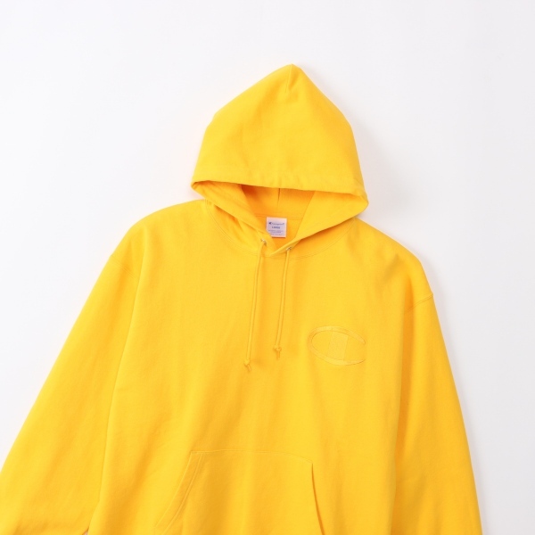 男款- ACTION STYLE寬版大C刺繡印花連帽衛衣-黃色（C3-C105-748）