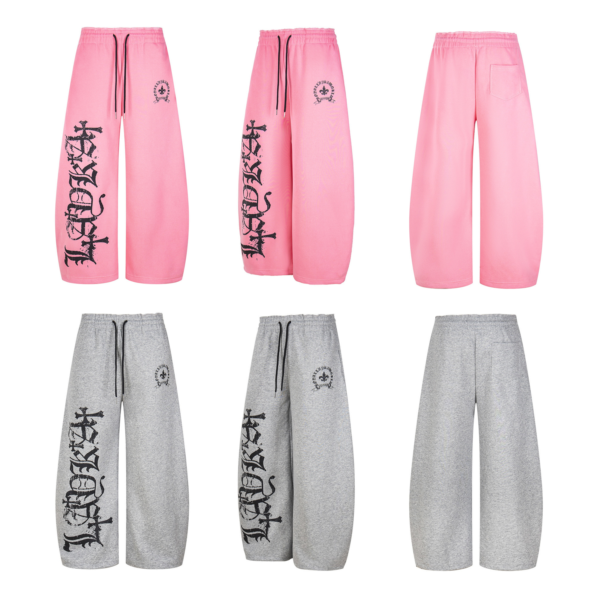 《S.G》斑駁梵文字寬版棉褲