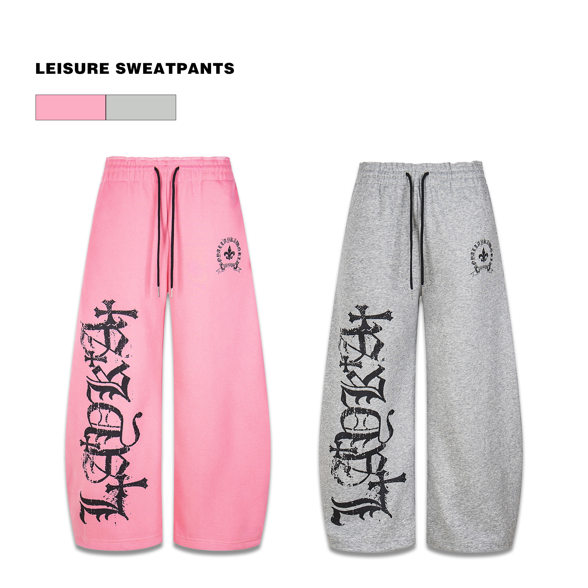 《S.G》斑駁梵文字寬版棉褲