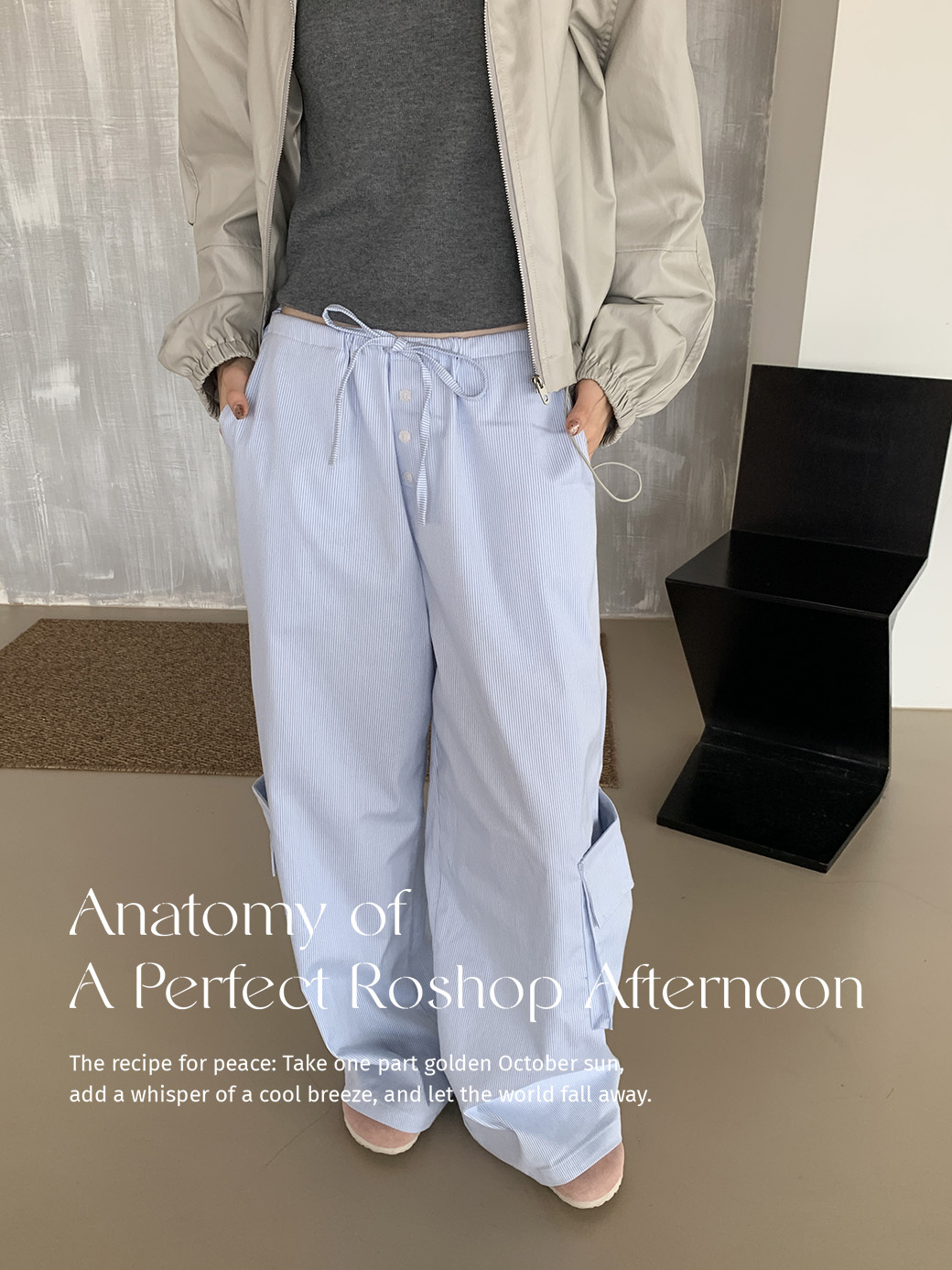 BY ROSHOP.ᐟ.ᐟ藍色假期條紋直筒褲