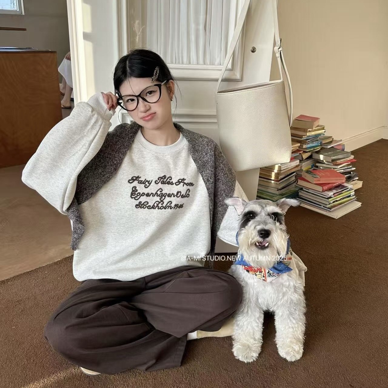 毛線英字披肩兩件式