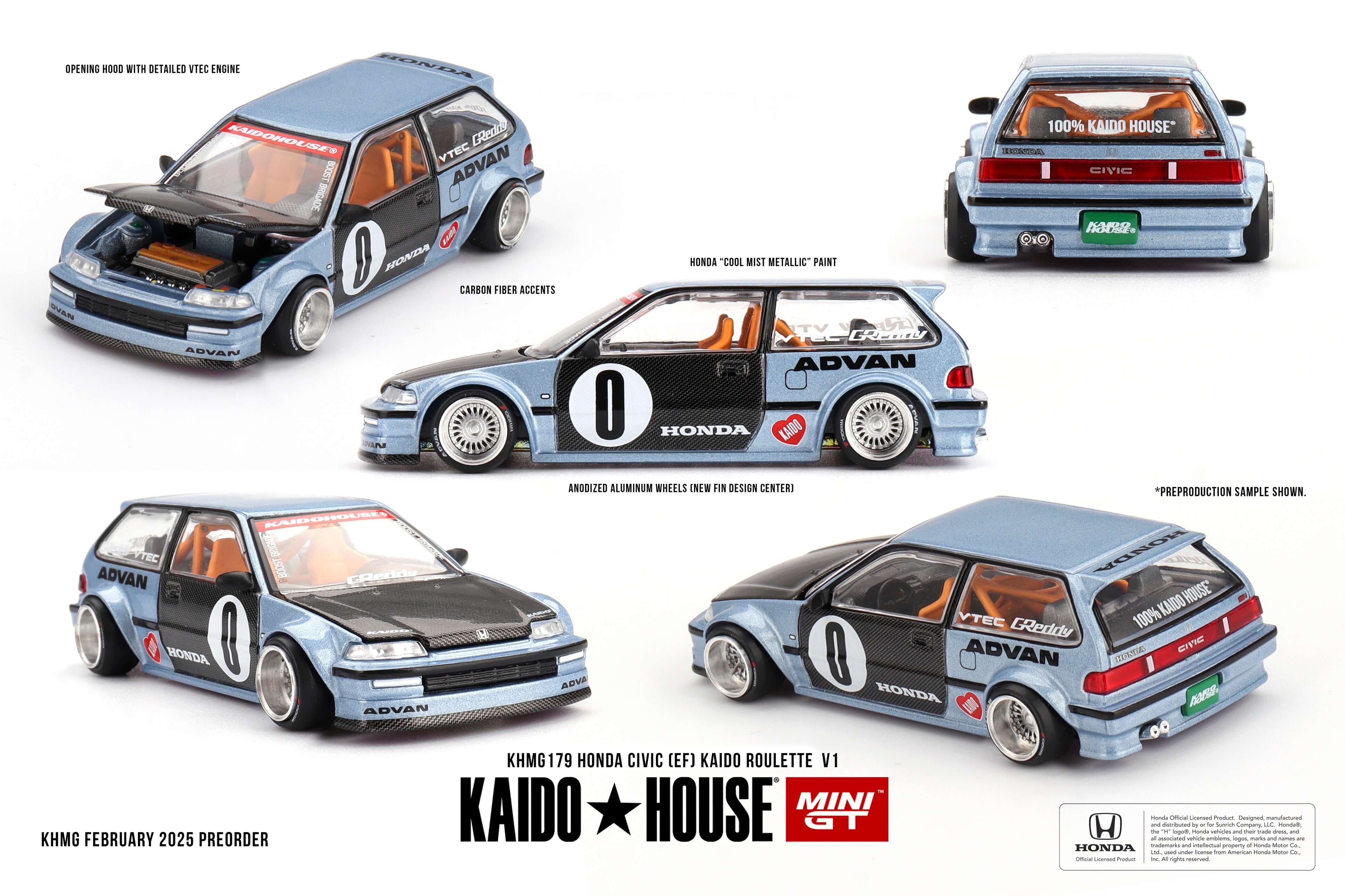 Mini GT 1/64 [Kaidohouse x MINI GT] Honda Civic (EF) Kaido Roulette V1