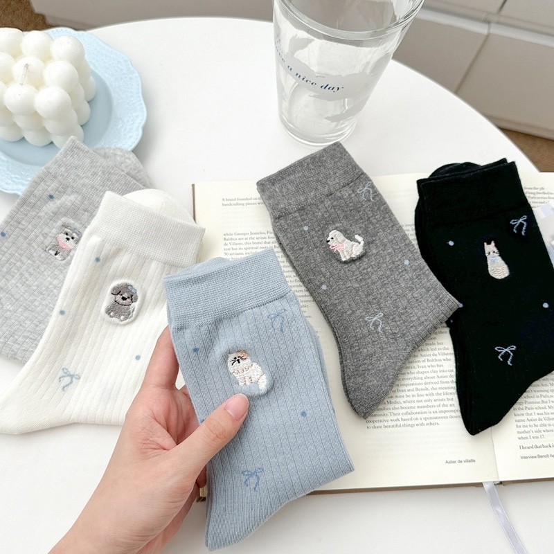 《10135》狗狗貓貓與蝴蝶結短襪