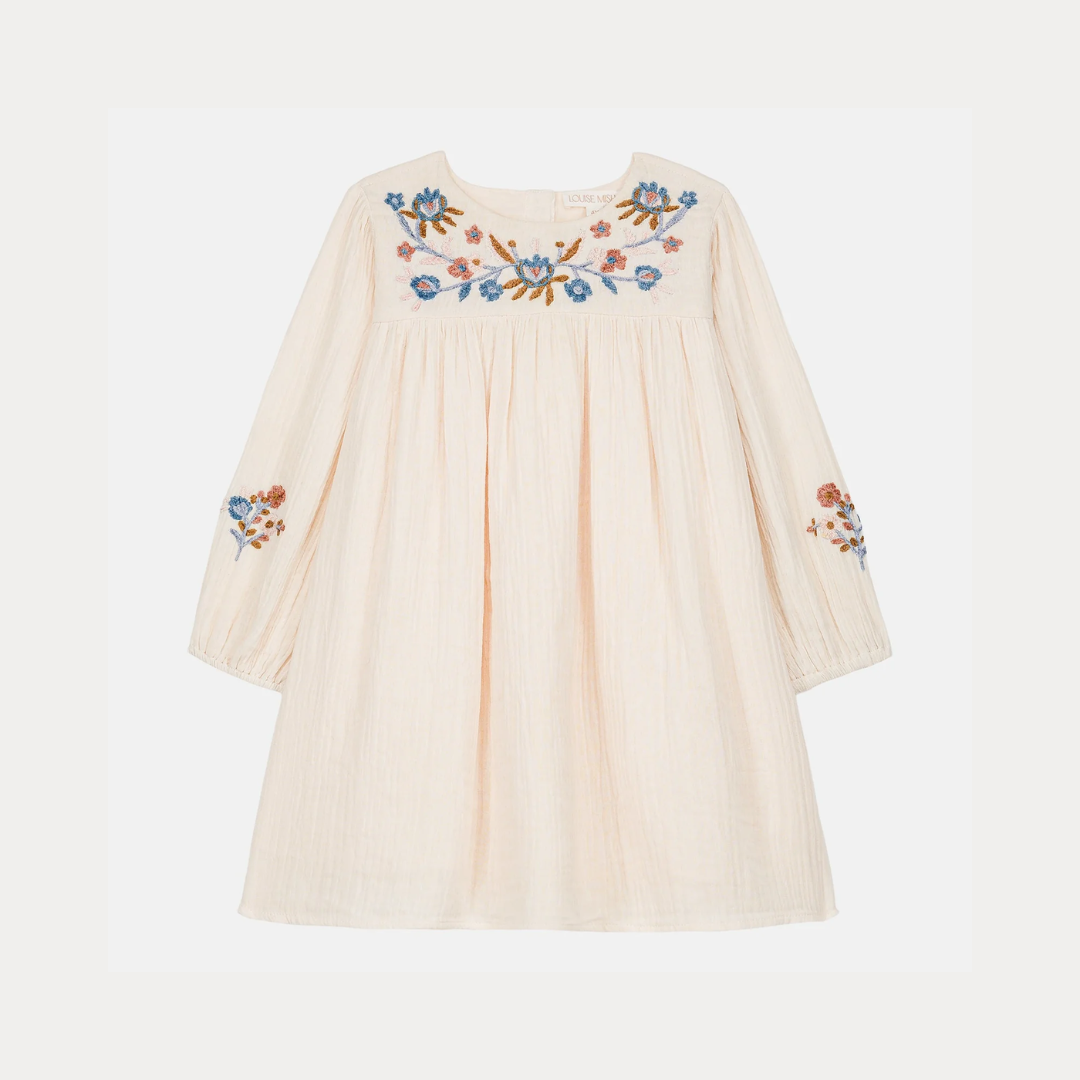 LOUISE MISHA│Dress Sophia奶油壓花刺繡圖騰洋裝．Cream