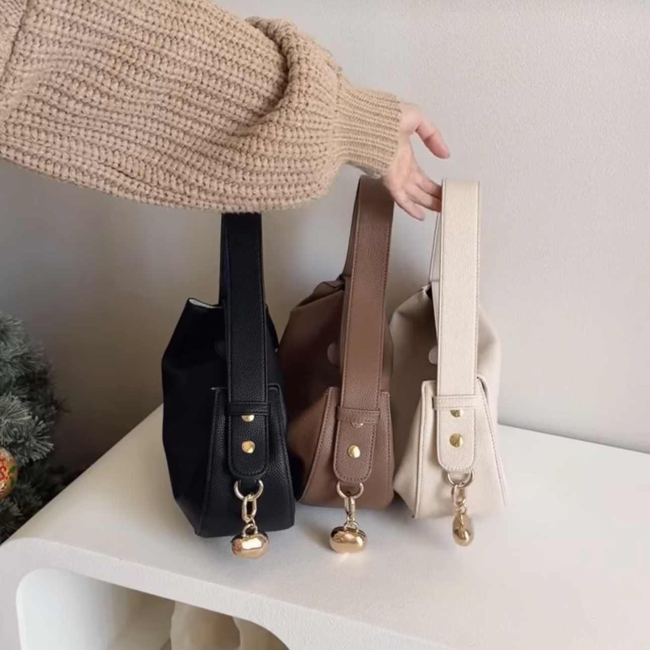 nunela 小金豆皮革2way手包/肩背包