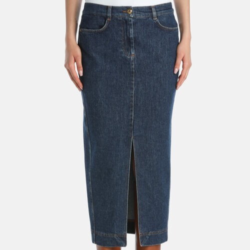 1LS1015-006 LUISA SPAGNOLI Facilita Denim Skirt Blue #542343.1288 (C-EU-E)