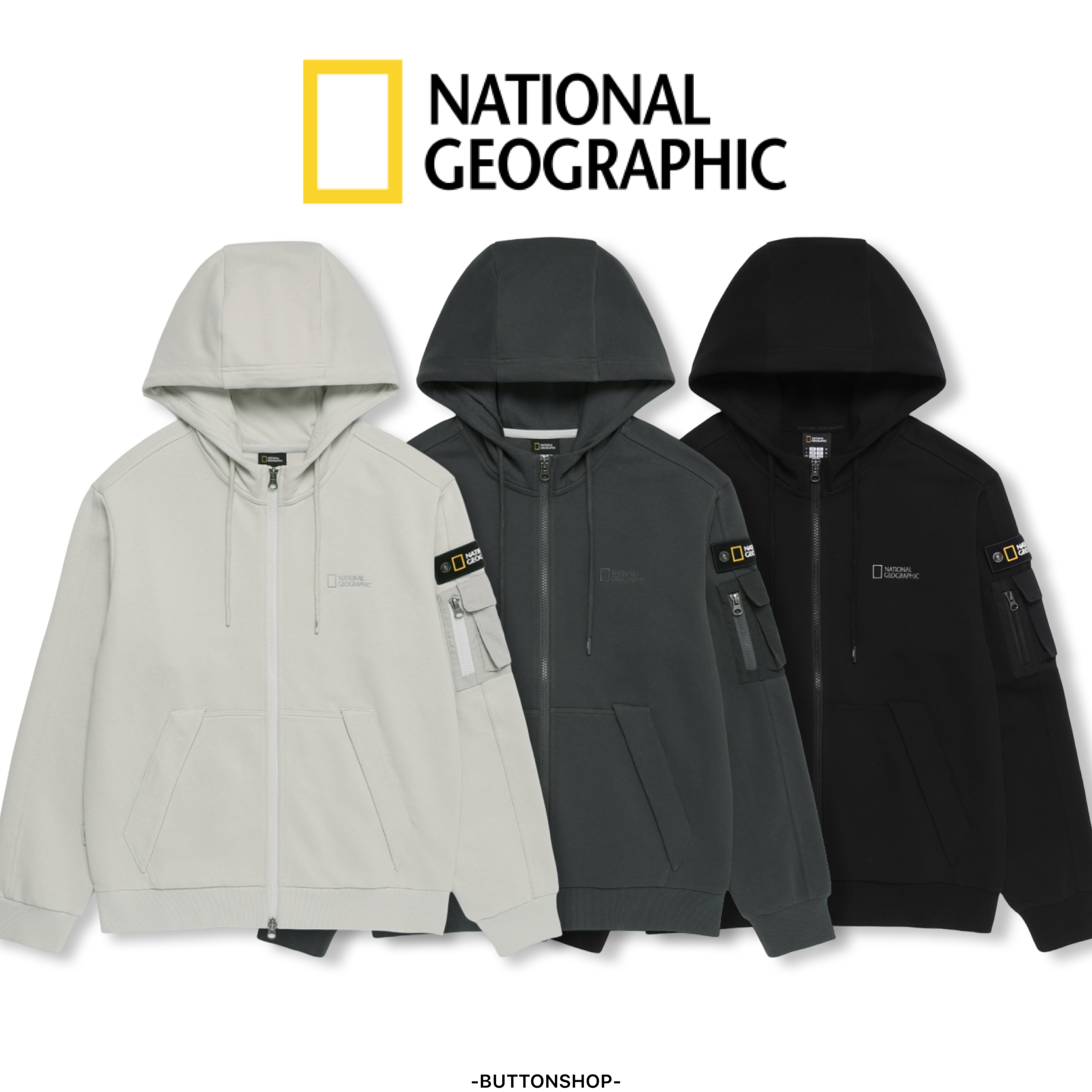 【現貨】NATIONAL GEOGRAPHIC 國家地理 手臂標章 連帽外套 N253UFT020