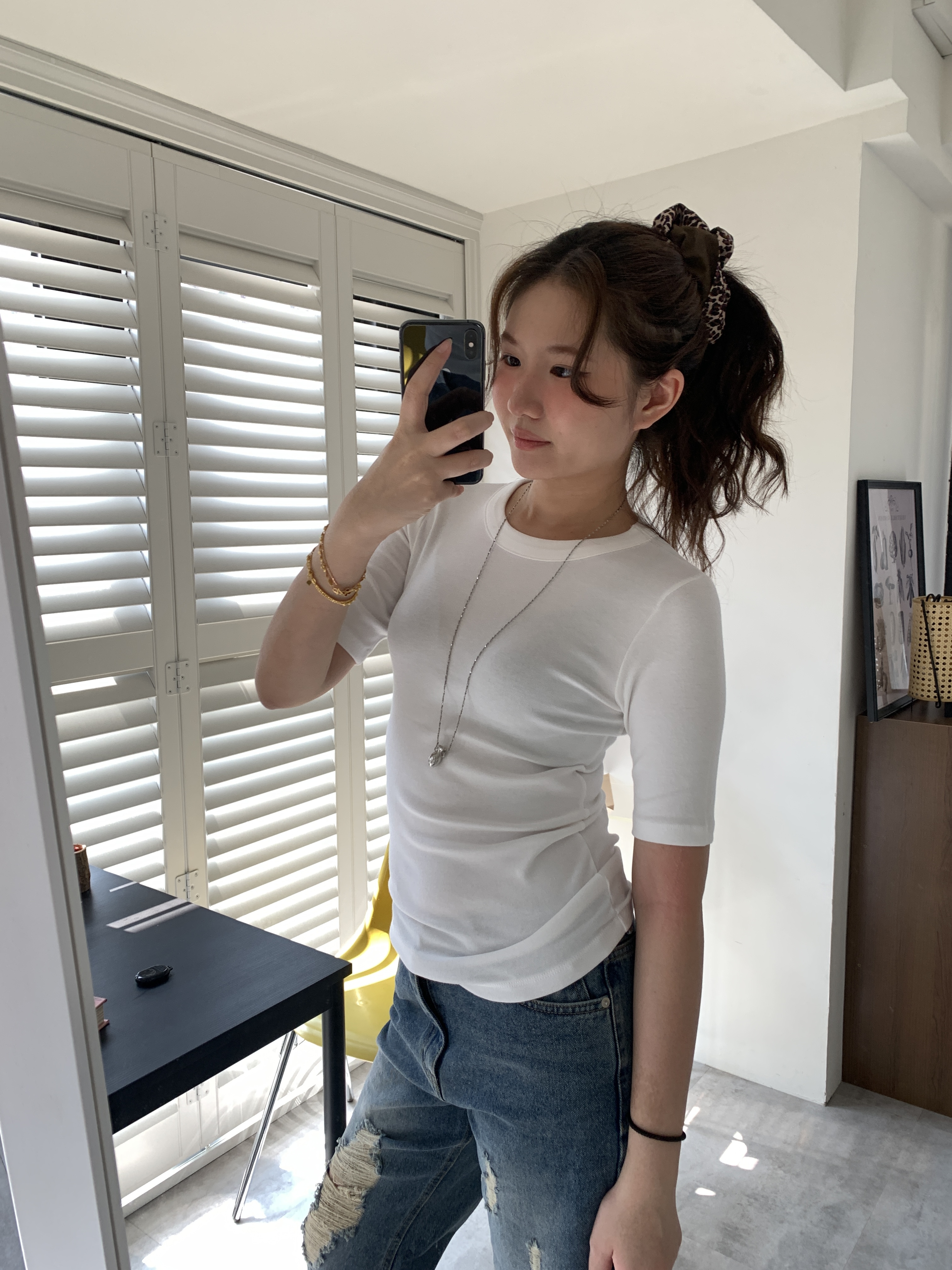 r10/推薦必買,直角肩五分素T