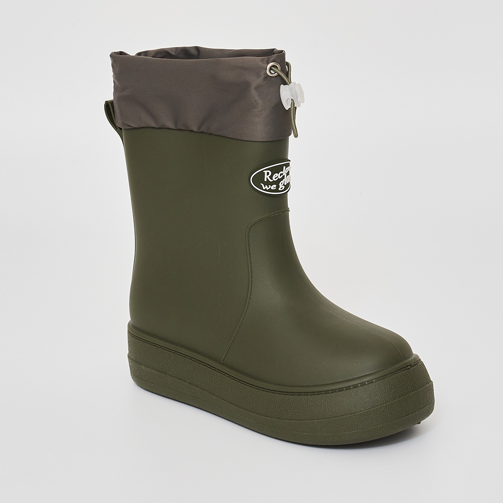 Q2 RECLOW RE-RAIN SHIRRING BOOTS KHAKI