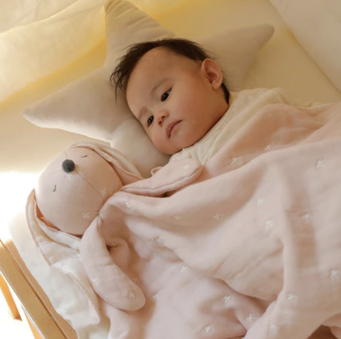 日本製 10mois Hoppetta Mini Me 六重紗被-粉紅色 約90×70cm