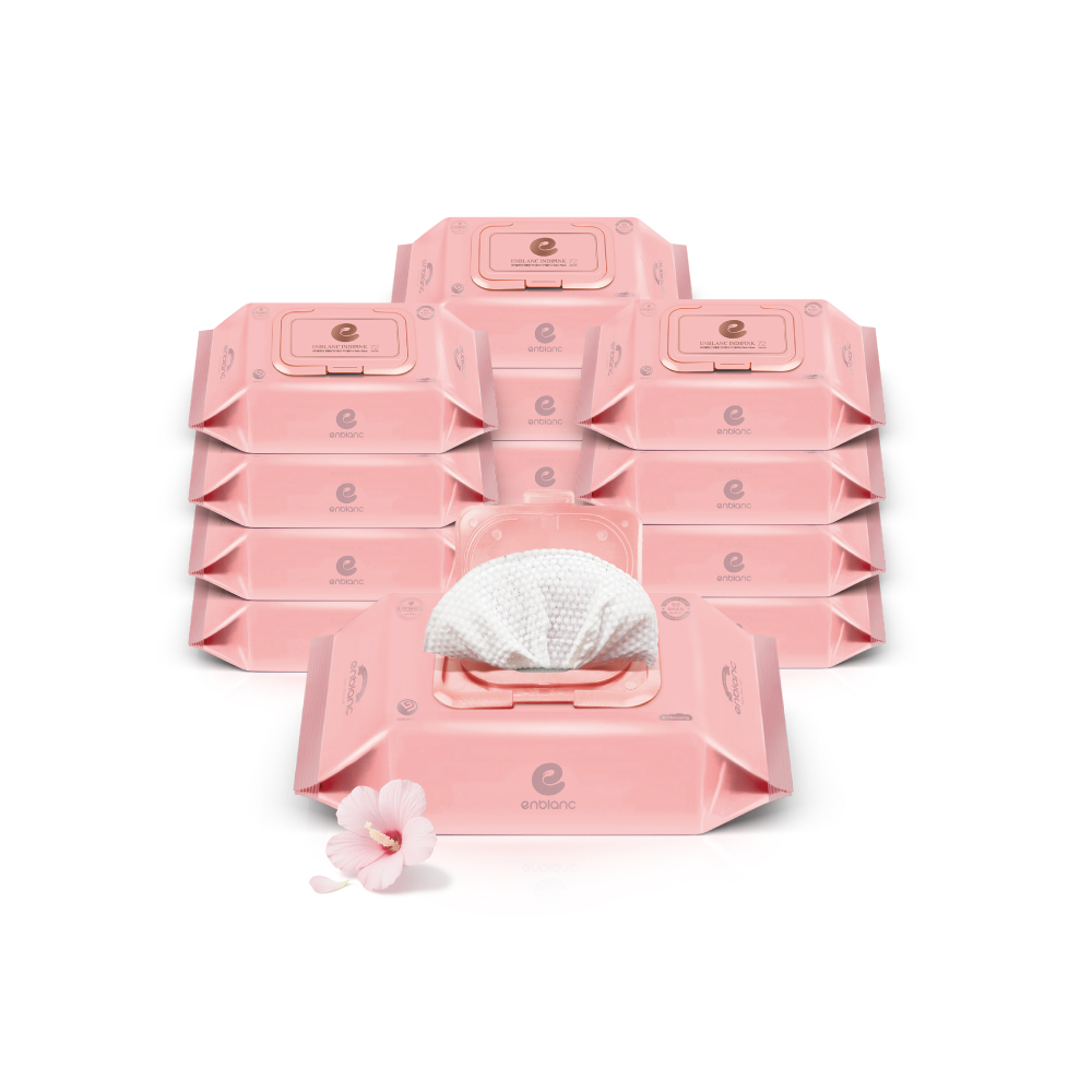 ENBLANC 銀離子抗菌｜輕柔木槿花｜有蓋隨身包純水濕紙巾｜20抽12包