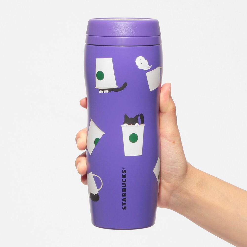 日本限定 starbucks 星巴克 Halloween steel bottle 萬聖節 2025 紫色 貓咪弧形不鏽鋼保溫瓶 355ml