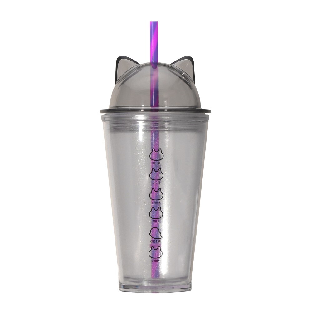 日本限定 starbucks 星巴克 Halloween cold cup 萬聖節 2025 貓咪 透明亮粉吸管冷水杯 473ml