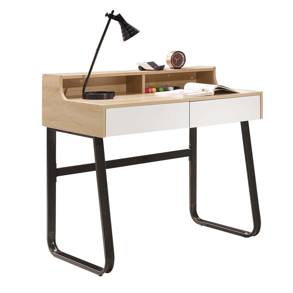 黛恩3尺二抽書桌/工作桌(黑色腳座)