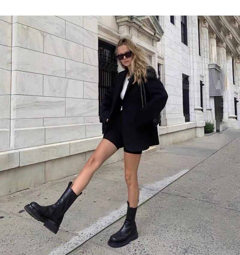 818-韓國真牛皮中筒切爾西靴