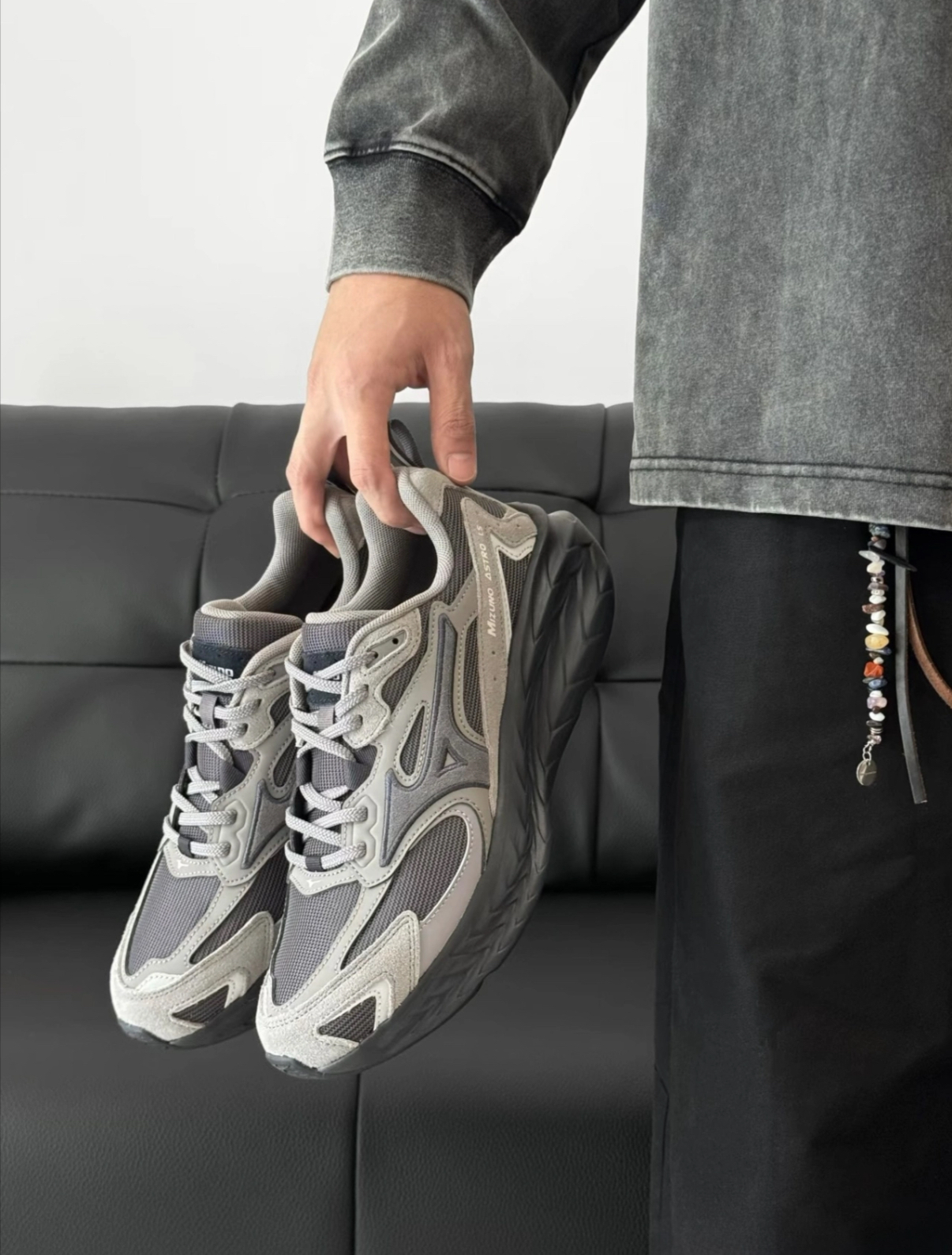 Mizuno 美津濃 Astro LS 鐵灰色 黑灰色 麂皮 厚底 復古 慢跑鞋 老爹鞋 輪胎鞋 D1GH252102/預購