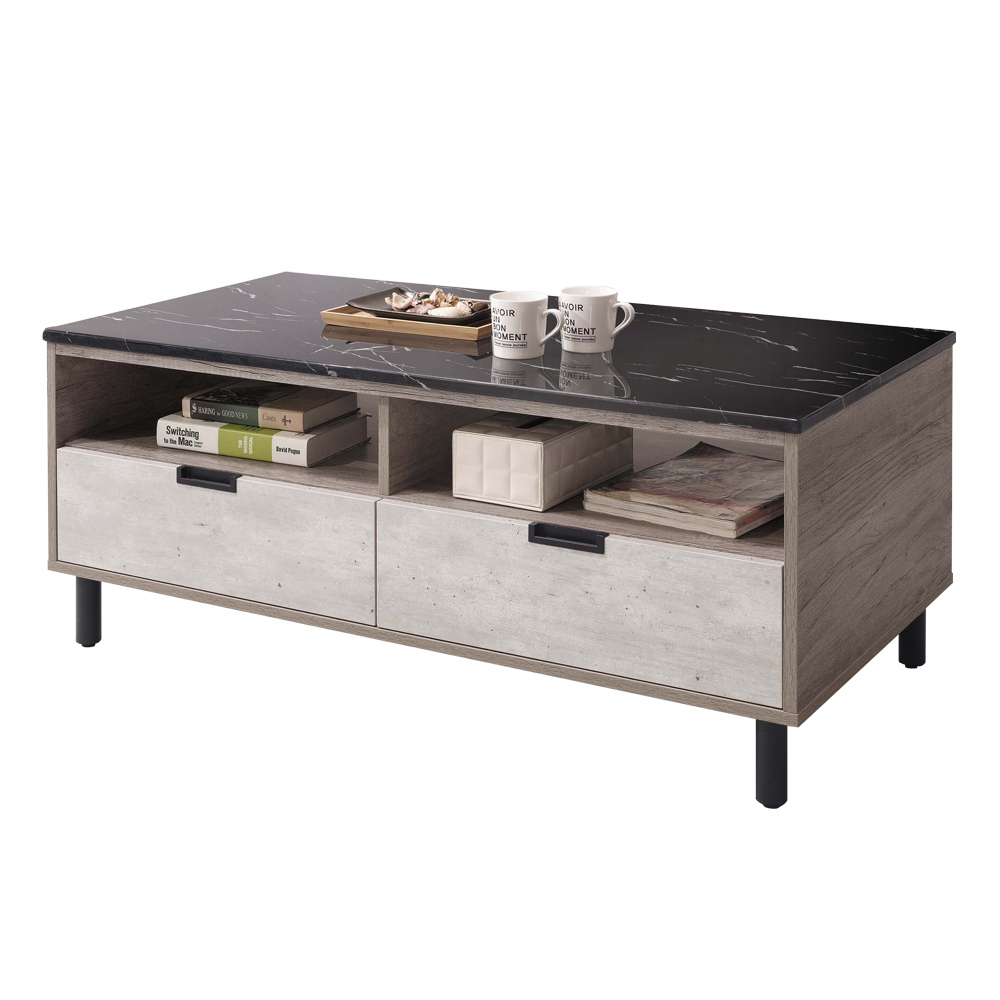 維爾斯4尺工業風黑色石面大茶几