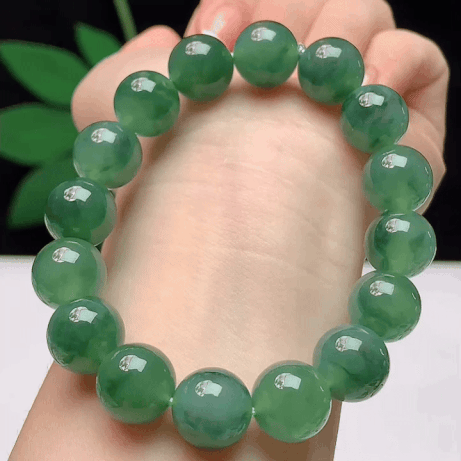 923311 翡翠老坑高冰飄花手串 (12.4mm直徑)