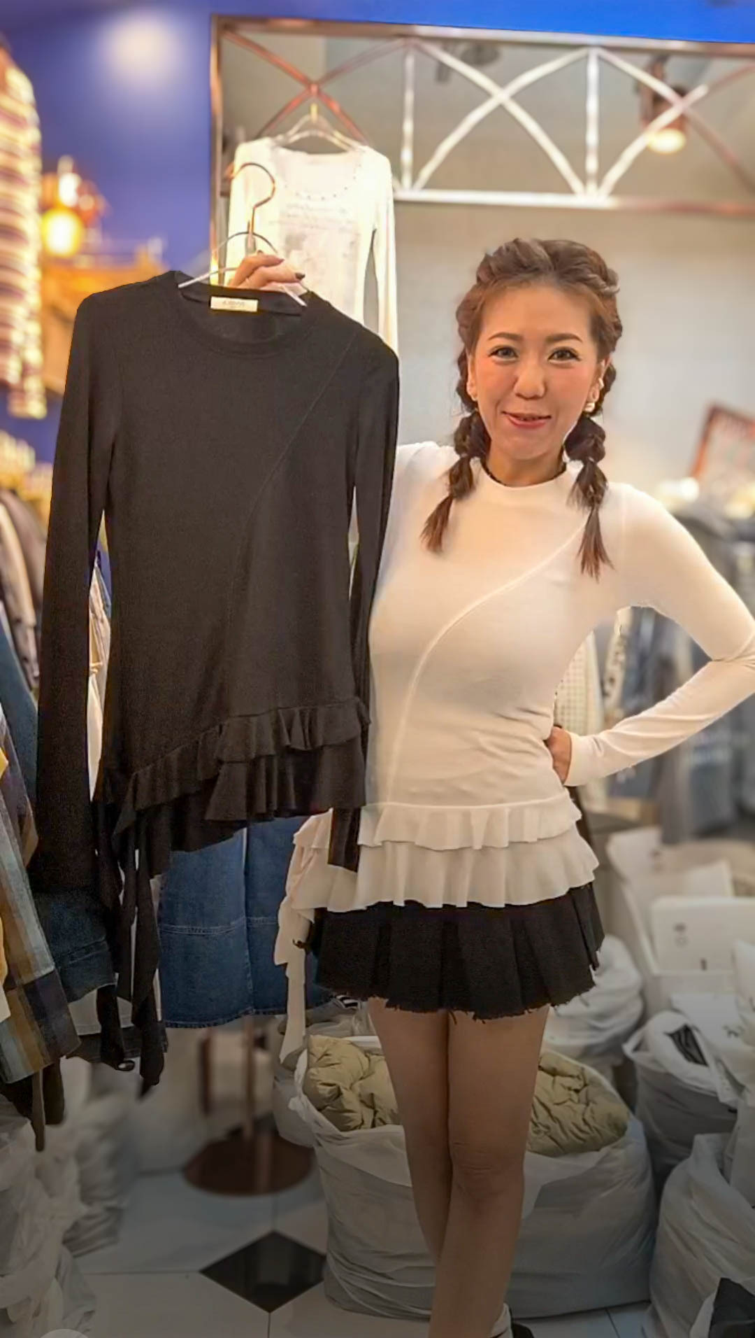 🥰K3579  ▶️下接垂荷葉邊上衣 👉Free size B:cm L:65cm