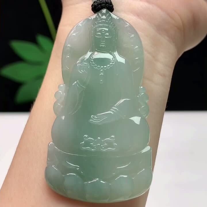 翡翠飄花素衣觀音,天然翡翠A玉, 緬甸玉, Jade, Jadeite