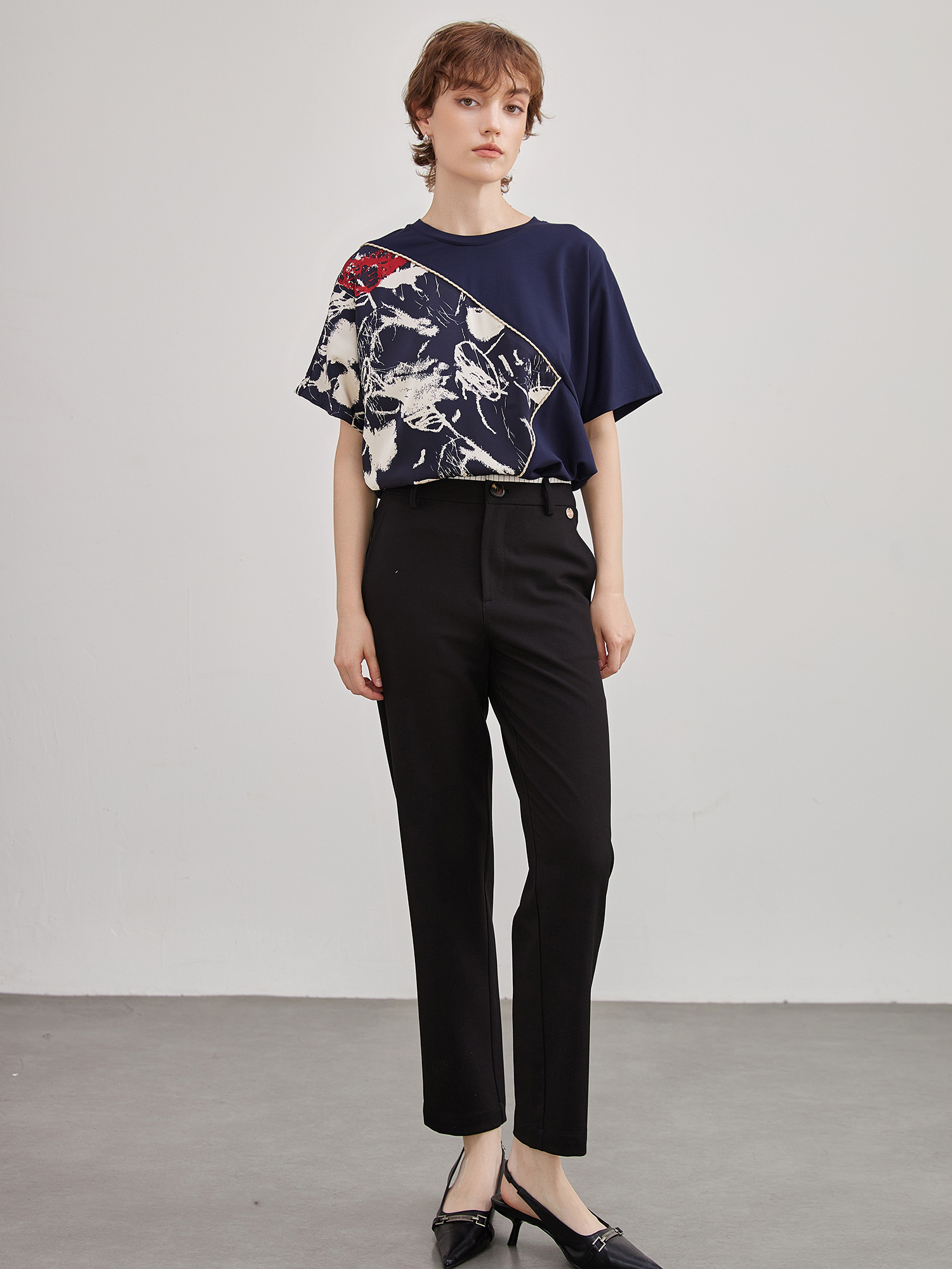 mi-tu 水墨畫印花圓領T恤