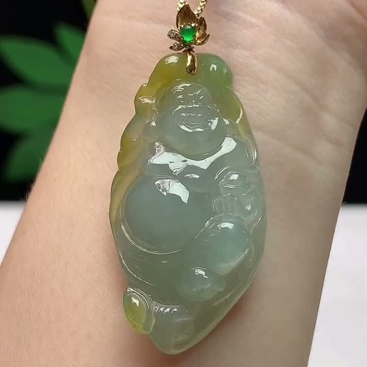 翡翠飄黃佛,天然翡翠A玉, 緬甸玉, Jade, Jadeite