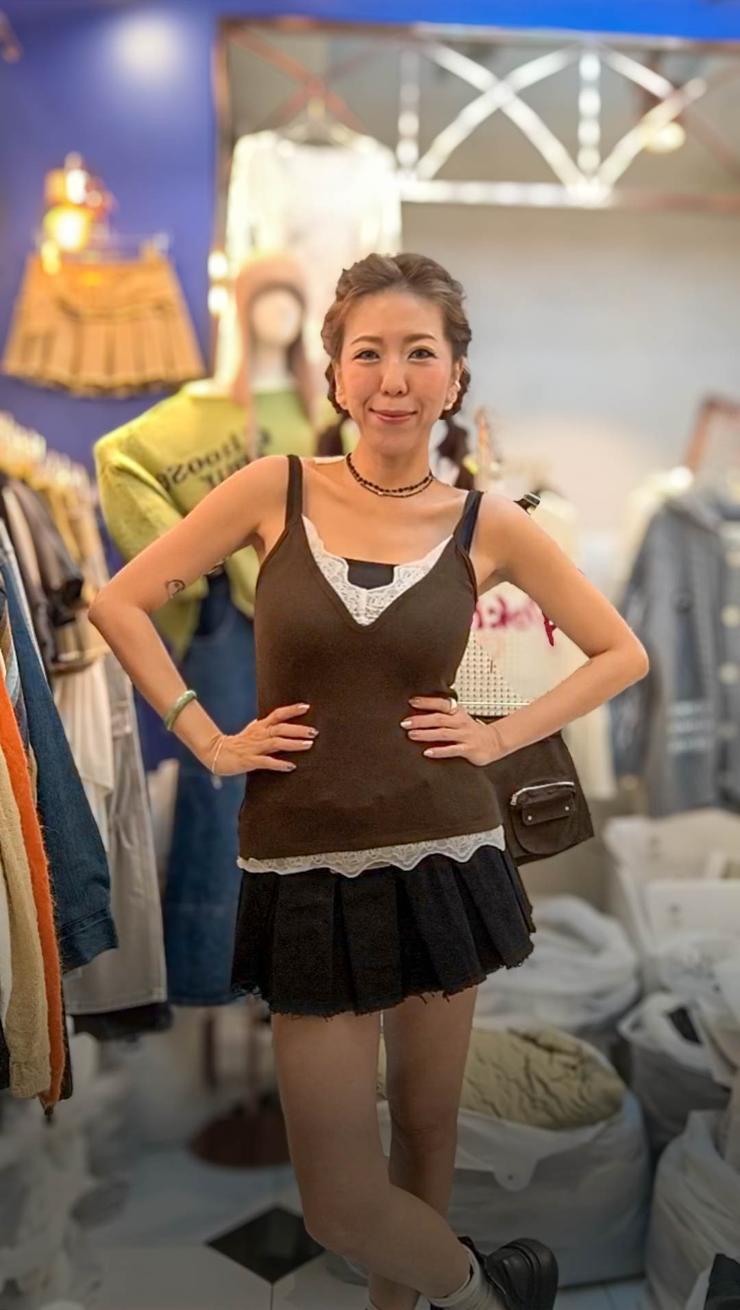 🥰K3580  ▶️拼接蕾絲內搭 (可到XL)👉B:cm L:54cm